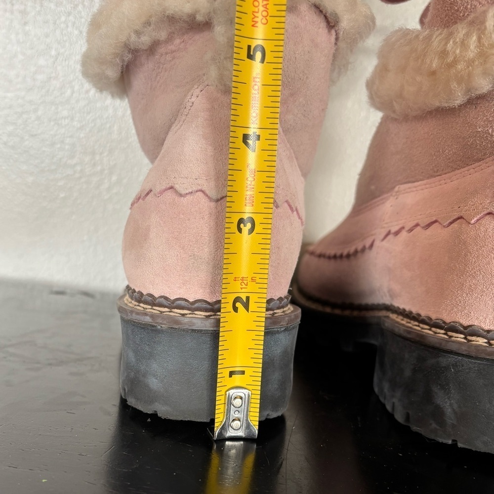 Vintage Blondo Shearling Boots Womens 6B Light Pink Sheepskin Leather Winter - Picture 10 of 14